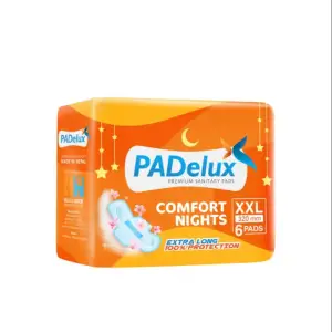 PADelux Comfort Nights Cottony Soft Sanitary Pads (6Pads-XXL)- Pack of 2