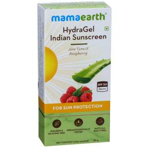 Mamaearth HydraGel Indian Sunscreen with Aloe Vera and Raspberry for Sun Protection - 50Gm