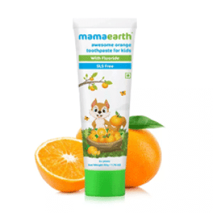 Mamaearth Sulfate Free Awesome Orange Toothpaste For Kids With Fluoride 50Gm