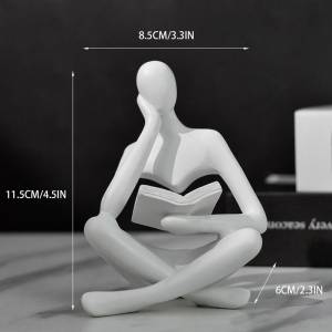 White Abstract Reading Books Figurine Thinker Statue Resin Sculpture