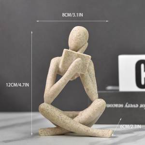 Sand Abstract Reading Books Figurine Thinker Statue Resin Sculpture