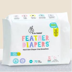 R for Rabbit Feather Diaper XXL pack of 72 (15+ kgs), DFD5R72