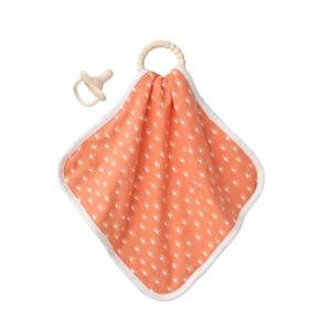 Dr Brown's Lovey Blanket with Ring Teether and HappyPaci Silicone One-Piece Pacifier, Peach Suns , AC281