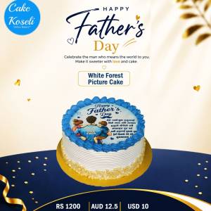 Cake Koseli Father's Day White Forest Picture Cake 1Pound