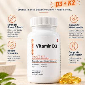 Element1 Vitamin D3 + K2 2000 IU/50mcg Capsules